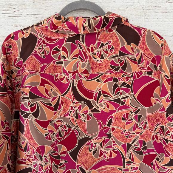 C.L.O.T.H.E.S. New Women's Multicolor 100%Silk Button Down Top Size Medium - Picture 12 of 13